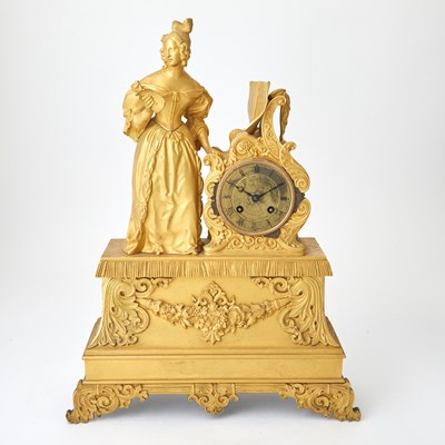 Lot 254 - Louis Philippe Gilt-Bronze Figural Mantel Clock