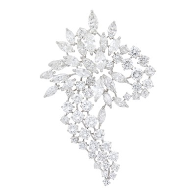 Lot 1212 - Platinum and Diamond Clip-Brooch