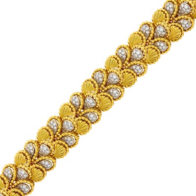 Lot 197 - Two-Color Gold and Diamond Bracelet