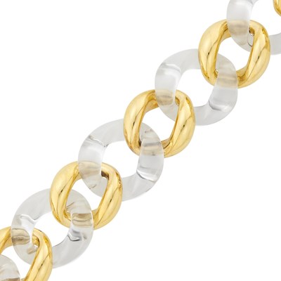 Lot 17 - Seaman Schepps Gold and Rock Crystal Curb Link Bracelet