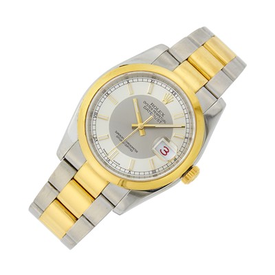 Lot 43 - Rolex Gentleman's Stainless Steel and Gold 'Datejust Tuxedo Bullseye' Wristwatch, Ref. 116203