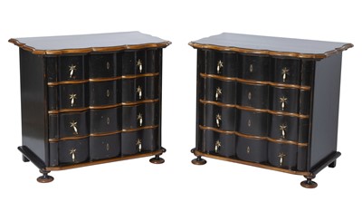 Lot 403 - Pair of Black Painted "Dorothy Draper" Style Chest of Drawers