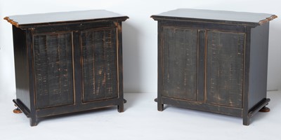 Lot 403 - Pair of Black Painted "Dorothy Draper" Style Chest of Drawers