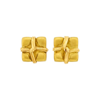 Lot 166 - Asprey Pair of Two-Color Gold Earclips