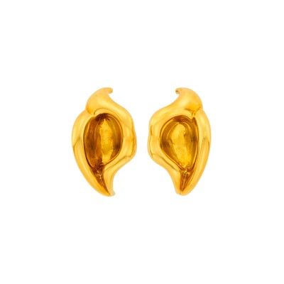 Lot 165 - Tiffany & Co., Elsa Peretti Pair of Gold 'Calla Lily' Earclips