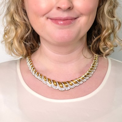 Lot 43 - Two-Color Gold and Diamond Necklace