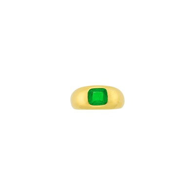 Lot 194 - Bulgari Gold and Emerald Gypsy Ring