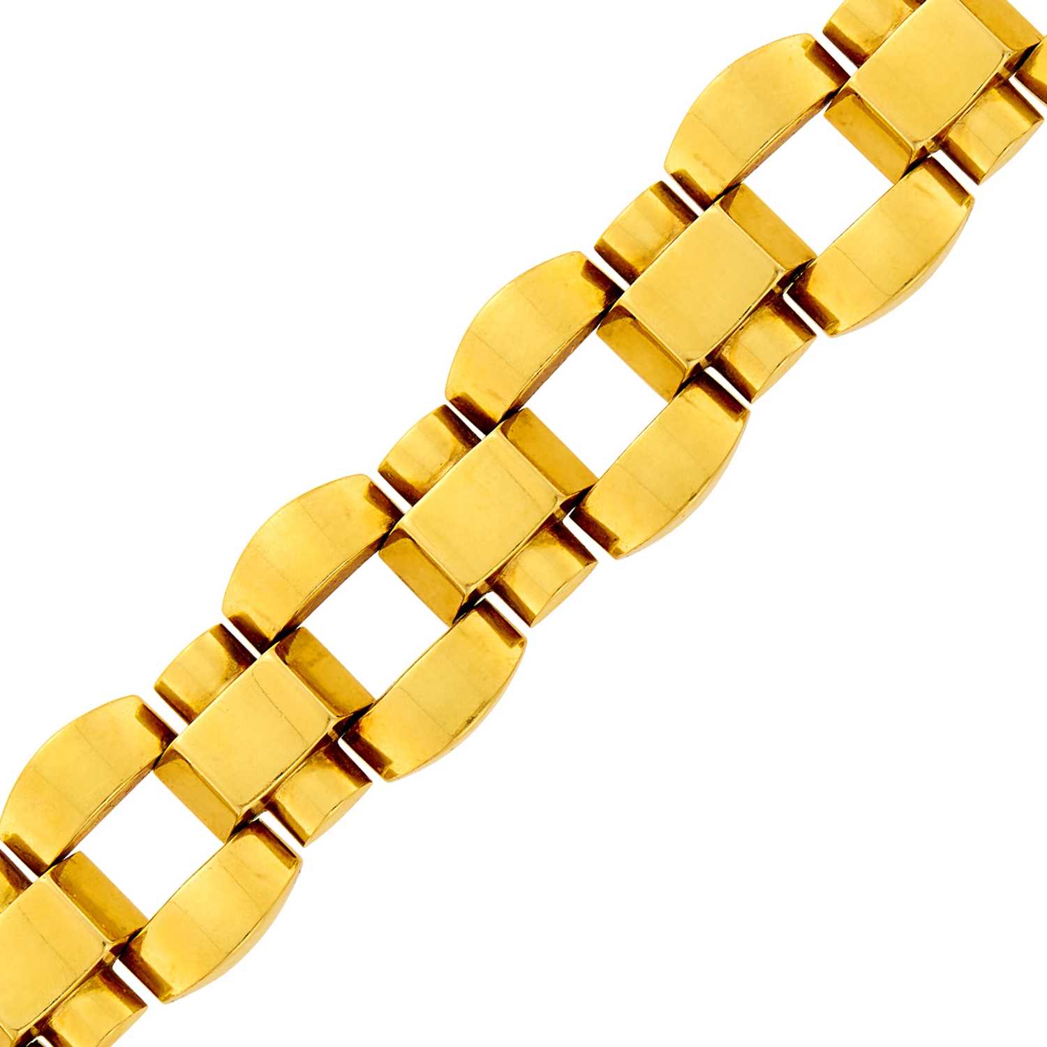 Lot 8 - Wide Gold Link Bracelet, France