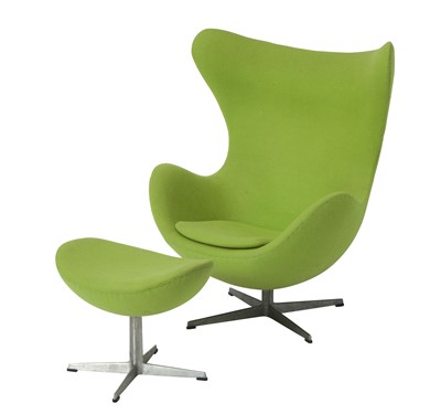 Lot 201 - Arne Jacobsen Metal and Upholstered "Egg" Chair and Ottoman