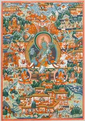 Lot 757 - A Tibetan Green Tara Thangka