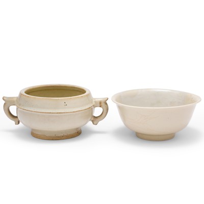 Lot 634 - Two Chinese White Glazed Ceramic Vessels