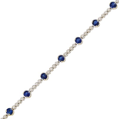Lot 2086 - White Gold, Sapphire and Diamond Bracelet
