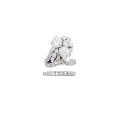 Lot 1202 - White Gold and Diamond Ring and Band Ring