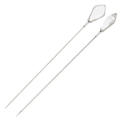 Lot 1050 - Cartier Pair of Platinum, Rock Crystal and Diamond Hat Pins