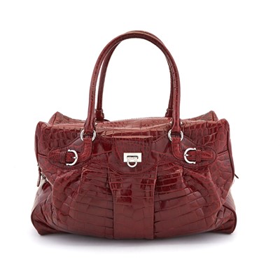 Lot 1236 - Salvatore Ferragamo Red Crocodile Bag