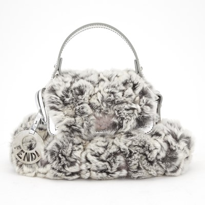 Lot 1233 - Fendi Silver Leather and Fur Bag