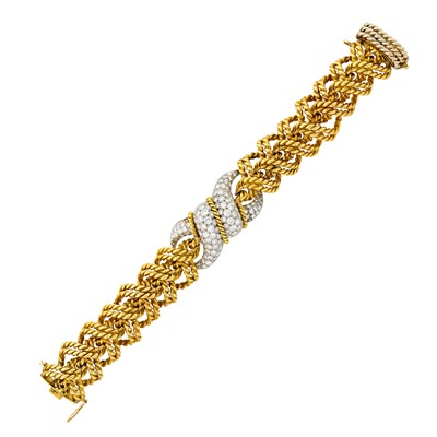 Lot 94 - Gold, Platinum and Diamond Bracelet