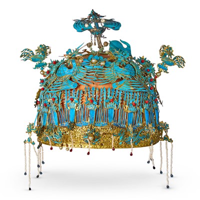 Lot 116 - A Chinese Kingfisher Feather and Jeweled Headdress