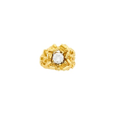 Lot 145 - Gentleman's Nugget Gold and Diamond Ring