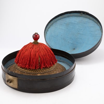 Lot 122 - A Rare Sino-Tibetan Official's Hat with Tibetan Emblem