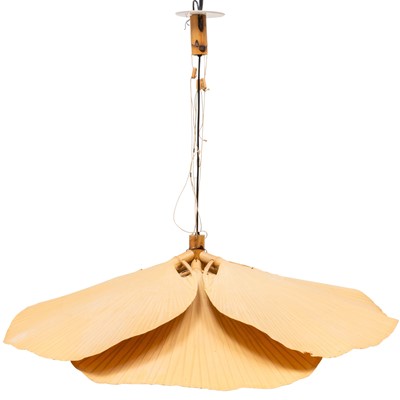 Lot 219 - Bamboo, Rice Paper and Cotton "Uchiwa" (Paper Fan) Pendant Light Fixture