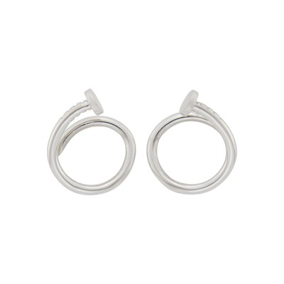 Lot 1041 - Aldo Cipullo Pair of White Gold 'Juste Un Clou' Nail Earrings