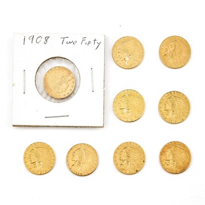 Lot 1108 - United States $2 1/2 Indian Head Group