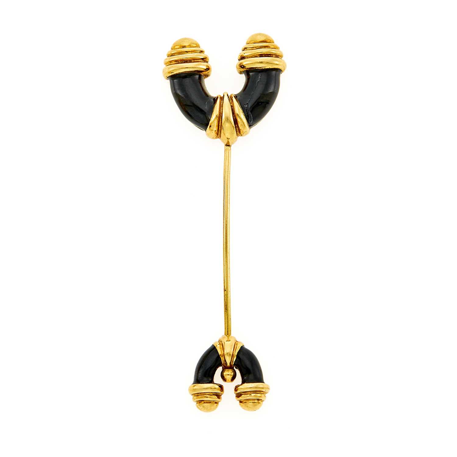 Lot 1007 - David Webb Gold and Black Enamel Jabot