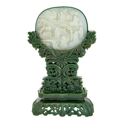 Lot 491 - A Chinese White Jade Oval Ruyi Plaque