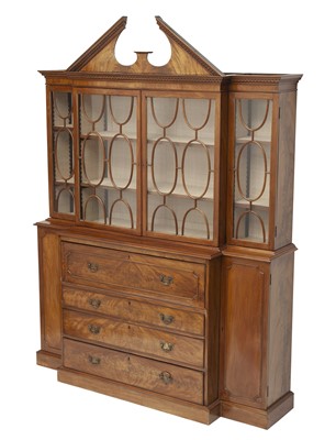 Lot 129 - George III Style Mahogany Breakfront Bookcase