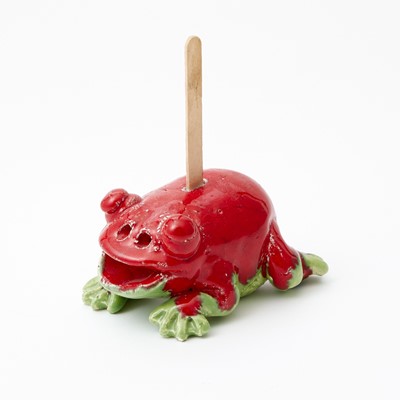 Lot 362 - David Gilhooly Glazed Ceramic Frog on a Popsicle Stick