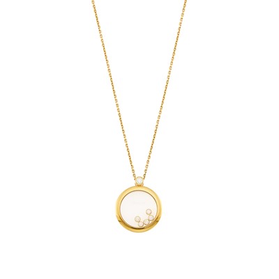 Lot 2017 - Chopard Gold and Diamond 'Happy Diamonds' Pendant with Chain Necklace
