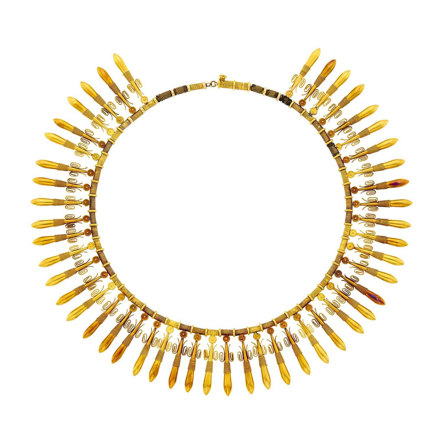 Lot 84 - Archaeological Revival Gold Fringe Necklace, France