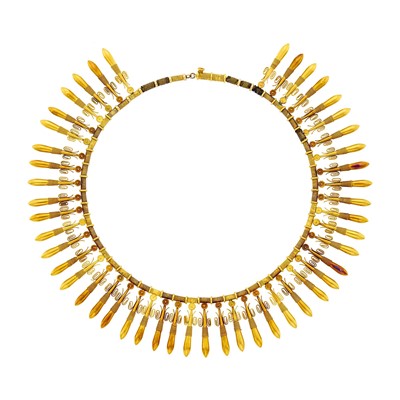Lot 84 - Archaeological Revival Gold Fringe Necklace, France