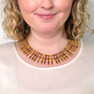 Lot 84 - Archaeological Revival Gold Fringe Necklace, France