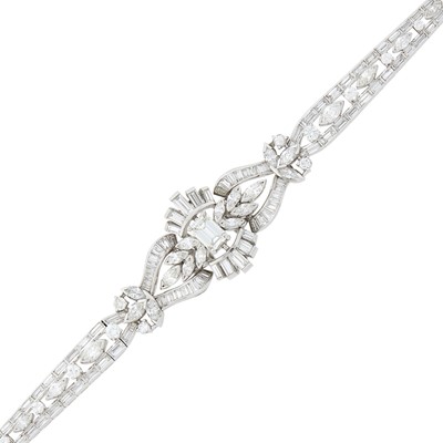 Lot 1206 - Platinum and Diamond Bracelet