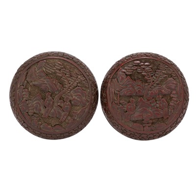 Lot 101 - Two Chinese Cinnabar Lacquer Boxes and Covers
