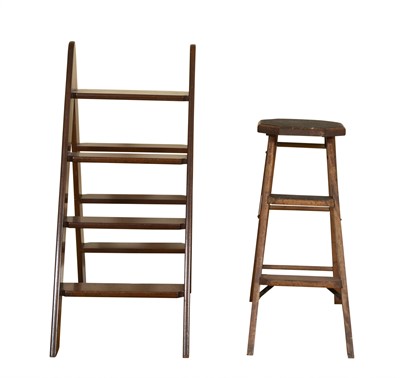 Lot 157 - Set of Folding Wood Library Steps