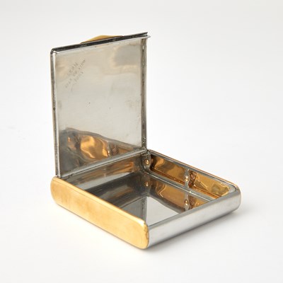 Lot 198 - A 14kt Gold Cigarette Case, Christofle Silver Plated Palmistry Hand, and Three Cigarette Cases