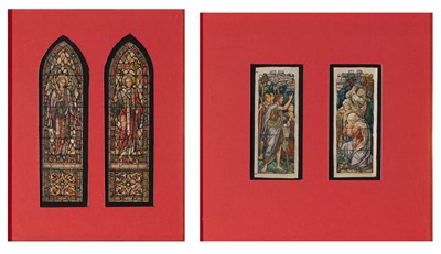 Lot 422 - Two Pairs of Watercolor on Paper  Designs for Ecclesiastical Stained Glass Figural Windows