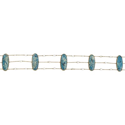 Lot 2041 - Gold, Hardstone and Seed Pearl Choker Necklace