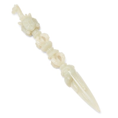 Lot 493 - A Chinese White Jade Phurba