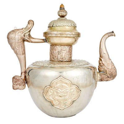 Lot 774 - A Tibetan White Metal Ewer