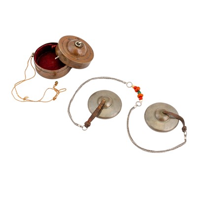 Lot 741 - A Pair of Tibetan Metal Cymbals and Box