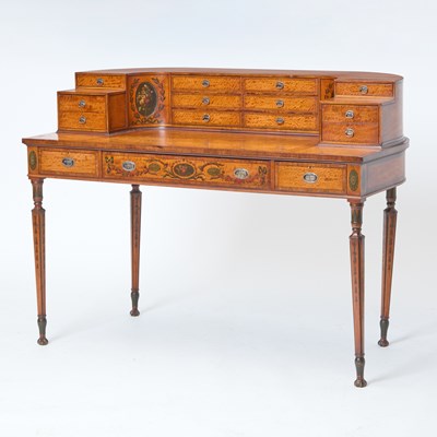 Lot 544 - George III Style Painted Satinwood Carlton House Desk