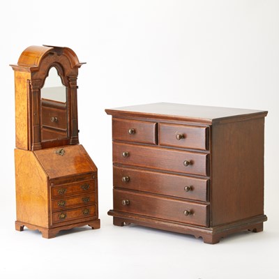 Lot 321 - Queen Anne Style Walnut Miniature Bureau Bookcase