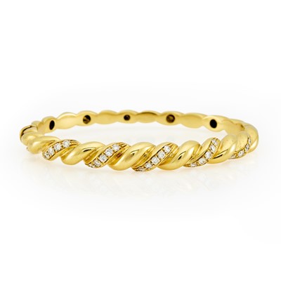 Lot 2008 - Gold and Diamond Bangle Bracelet