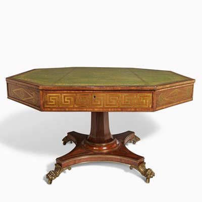 Lot 514 - Regency Brass-Inlaid Mahogany Octagonal Library Table