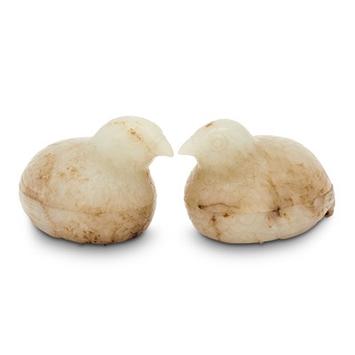 Lot 456 - A Pair of Chinese White and Russet Jade Boxes