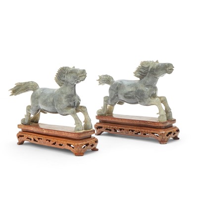 Lot 503 - A Pair of Chinese Grey Jade Figural Carvings
